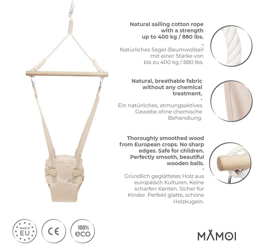 MAMOI® Baby bouncer Light grey, Swing seat, Indoor rocking bouncy chair, Toddler jolly jumper rocker, Door frame swings, Jumpers and bouncers for babies from 6 months-2