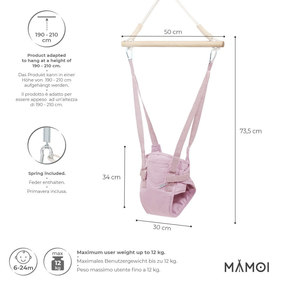 MAMOI® Baby bouncer Pink, Swing seat, Indoor rocking bouncy chair, Toddler jolly jumper rocker, Door frame swings, Jumpers and bouncers for babies from 6 months-1