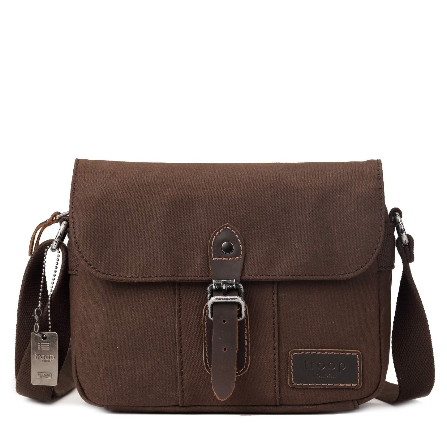 TRP0440 Troop London Heritage Canvas Leather Across body Bag, Small Travel Bag-6