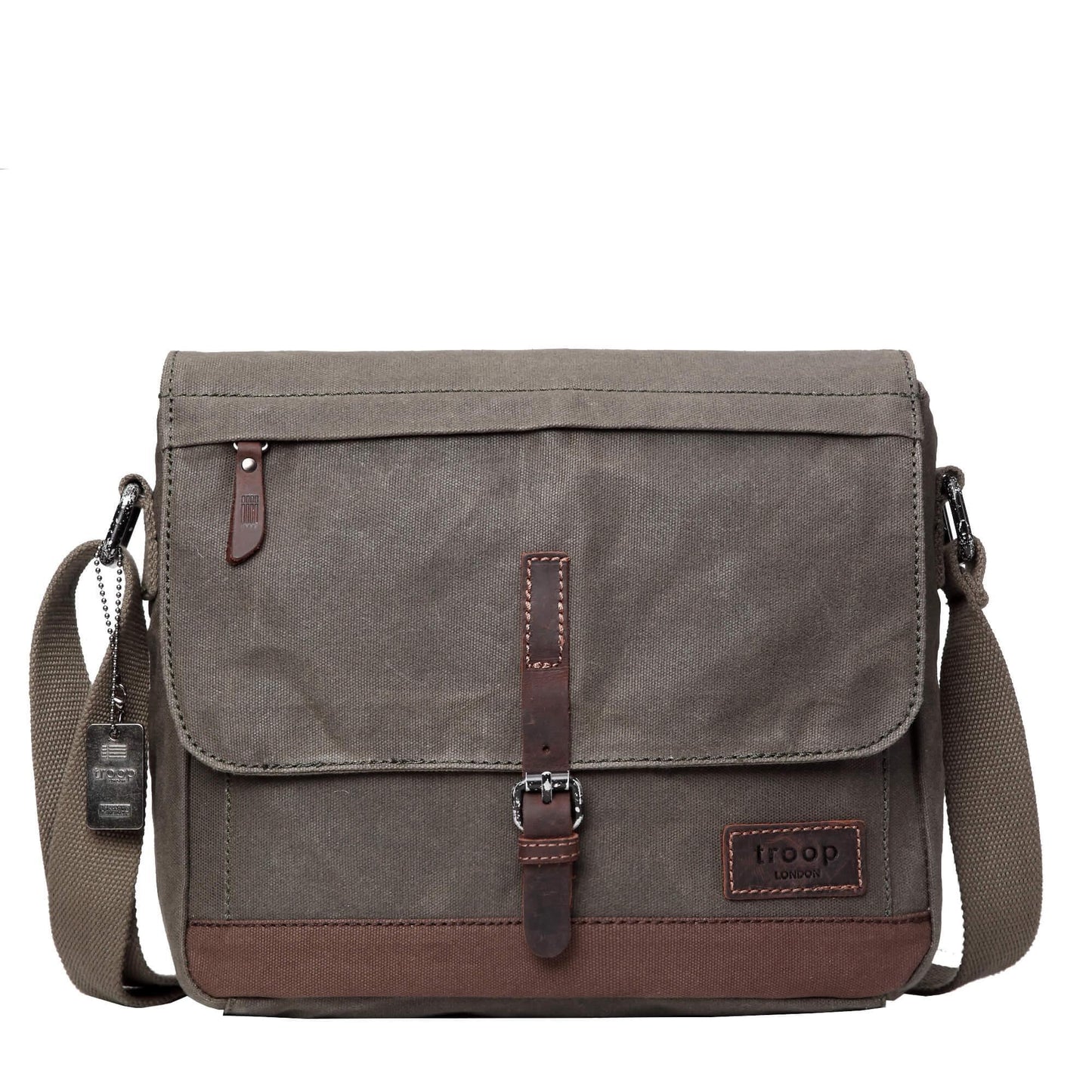 TRP0443 Troop London Heritage Canvas Leather Messenger Bag, Travel Bag, Tablet Friendly - mezetto