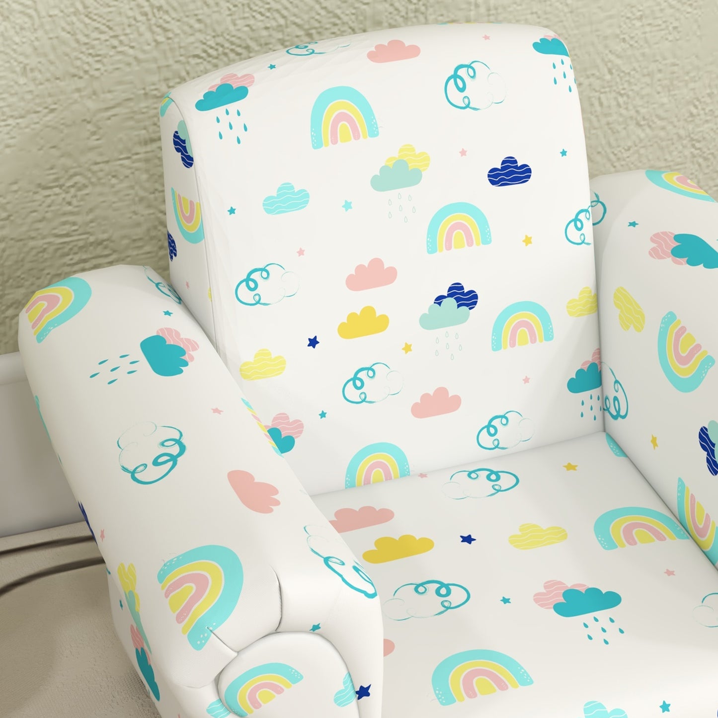 AIYAPLAY 2 Piece Kids Sofa Set with Cloud Design, Wooden Frame, for 1.5-3 Years Old, White-7