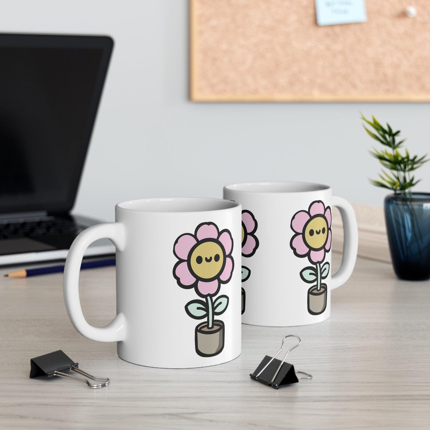 Cartoon Flower in Pot Mug | Blooming 11 oz Cheer