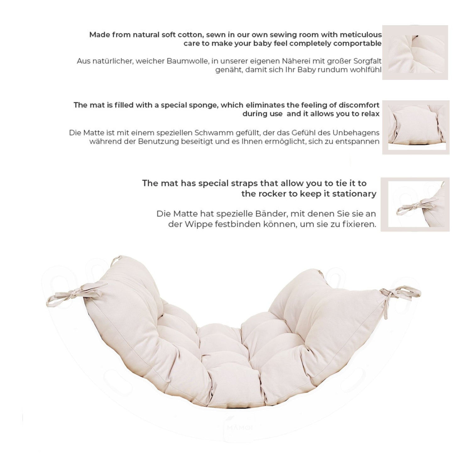 MAMOI® Cushion for toddler climbing frame indoor, Cushion for Baby kids climbing dome, Mat for wooden climbing triangle for children from 1/2/3 years-4