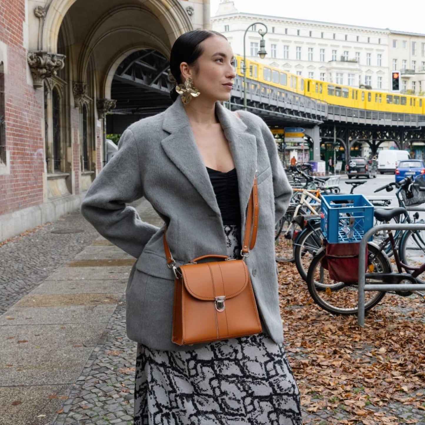 Handmade Leather Cross Body Bag - Burnt Orange-2