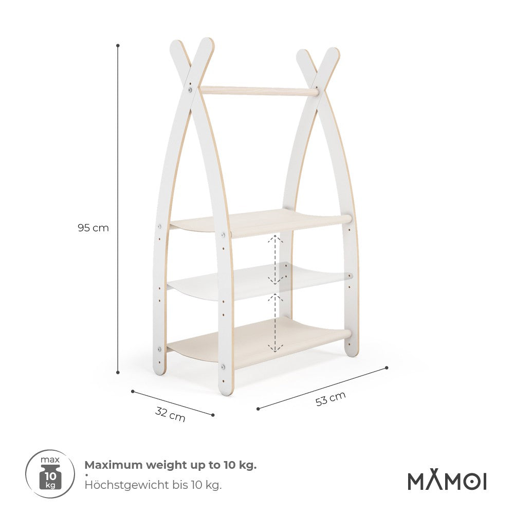 MAMOI® Children clothes rail Beige 53x95x32cm | Dressing up rail for kids made of Yarnwood | Baby wardrobe clothes storage modern design | Baby accessories | 100% ECO | MADE in EU-2