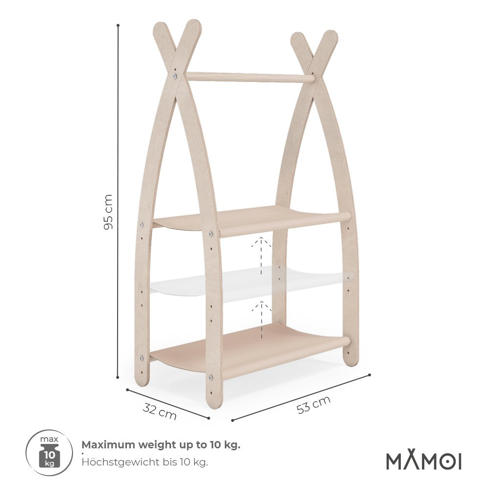 MAMOI® Children clothes rail Beige 53x95x32cm | Dressing up rail for kids made of natural wood | Baby wardrobe clothes storage modern design | Baby accessories | 100% ECO | MADE in EU-2