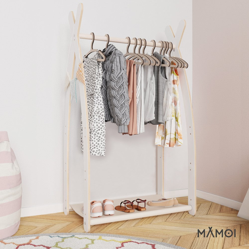 MAMOI® Children clothes rail Beige 53x95x32cm | Dressing up rail for kids made of Yarnwood | Baby wardrobe clothes storage modern design | Baby accessories | 100% ECO | MADE in EU-3