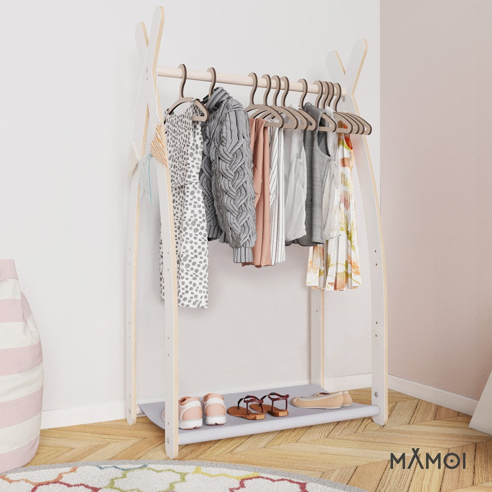 MAMOI® Children clothes rail Light grey 53x95x32cm | Dressing up rail for kids made of Yarnwood | Baby wardrobe clothes storage modern design | Baby accessories | 100% ECO | MADE in EU-3