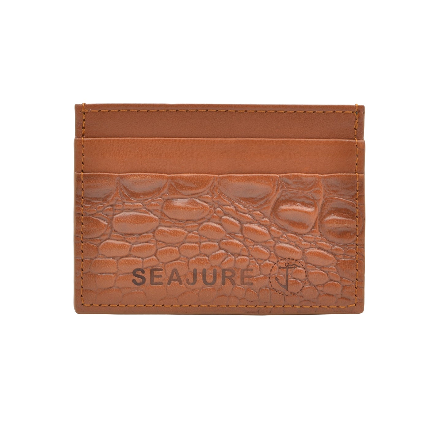 Croc Embossed Leather Card Holder-0