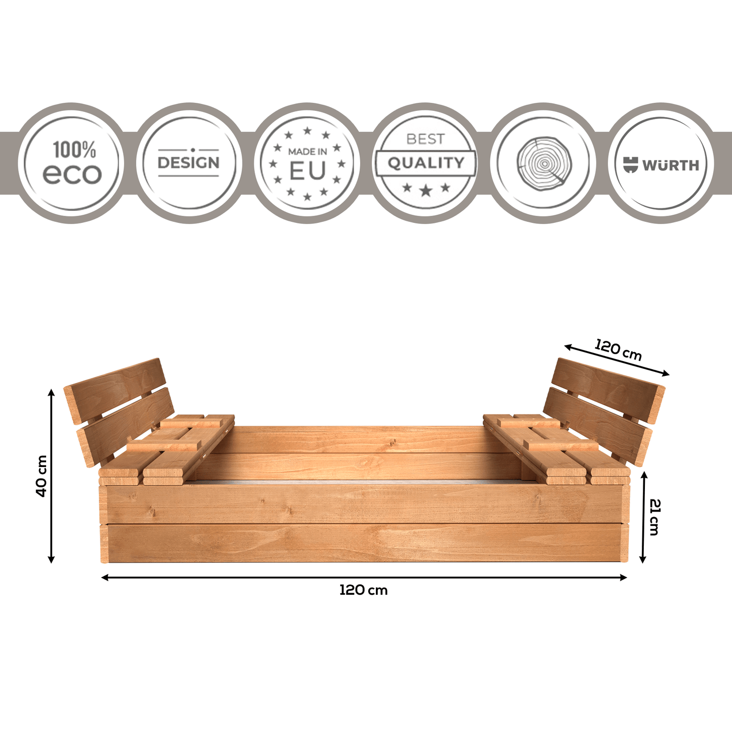 MAMOI Sandbox with cover 120x120 Sandbox Impregnated Sandbox with benches Wooden toy cover Benches 150x150-1