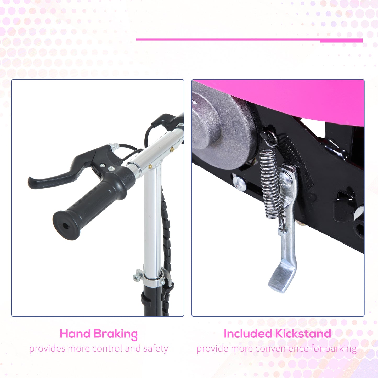HOMCOM Outdoor Ride On Powered Scooter for kids Sporting Toy 120W Motor Bike 2 x 12V Battery - Pink-4