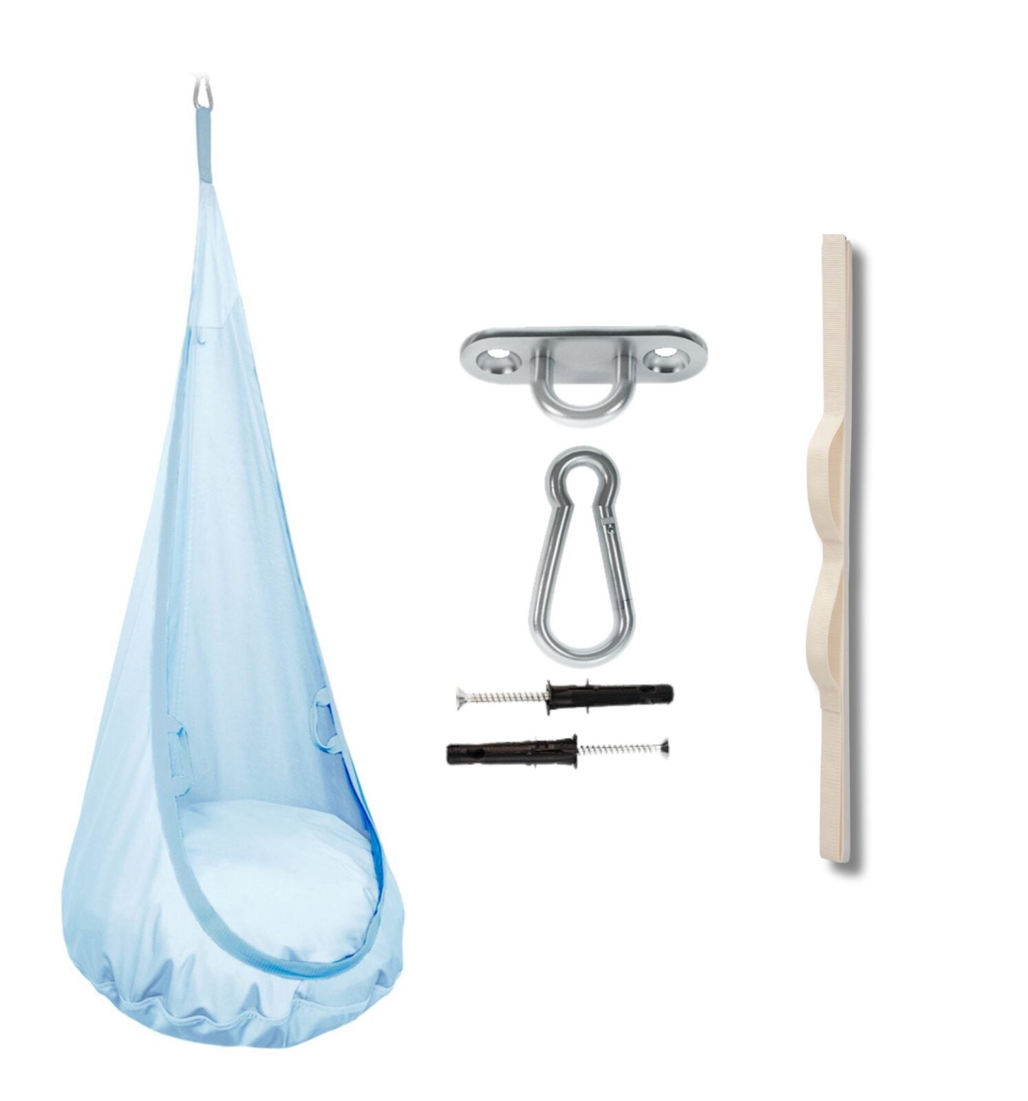 MAMOI® Swing hanging chair Blue, Indoor hammock, Sensory swing seat for bedroom for kids, Child door swinging nest for autism, Garden egg swings for children-0