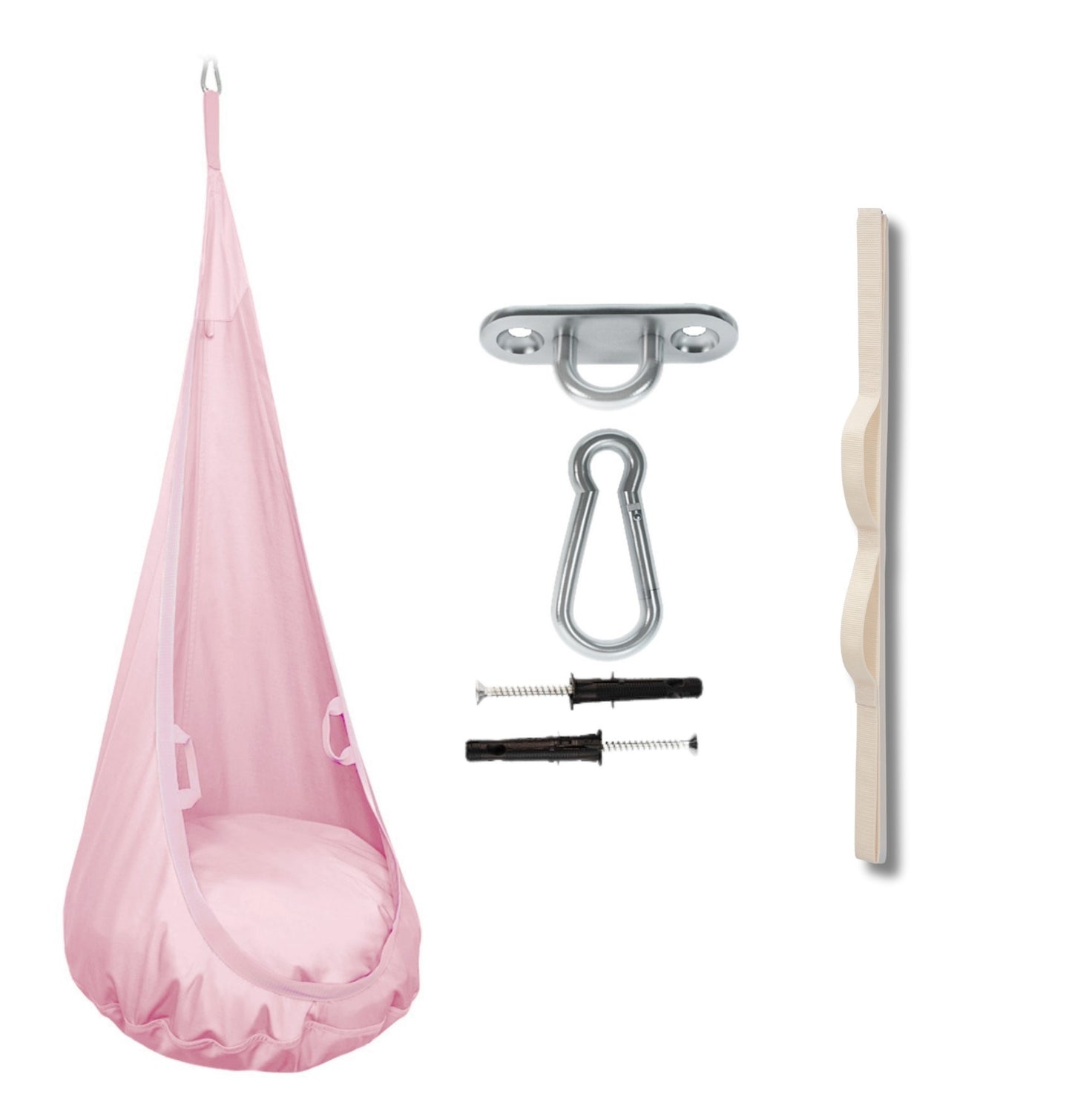 MAMOI® Swing hanging chair Pink, Indoor hammock, Sensory swing seat for bedroom for kids, Child door swinging nest for autism, Garden egg swings for children-0