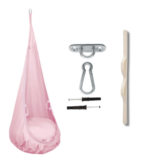 MAMOI® Swing hanging chair Pink, Indoor hammock, Sensory swing seat for bedroom for kids, Child door swinging nest for autism, Garden egg swings for children-0