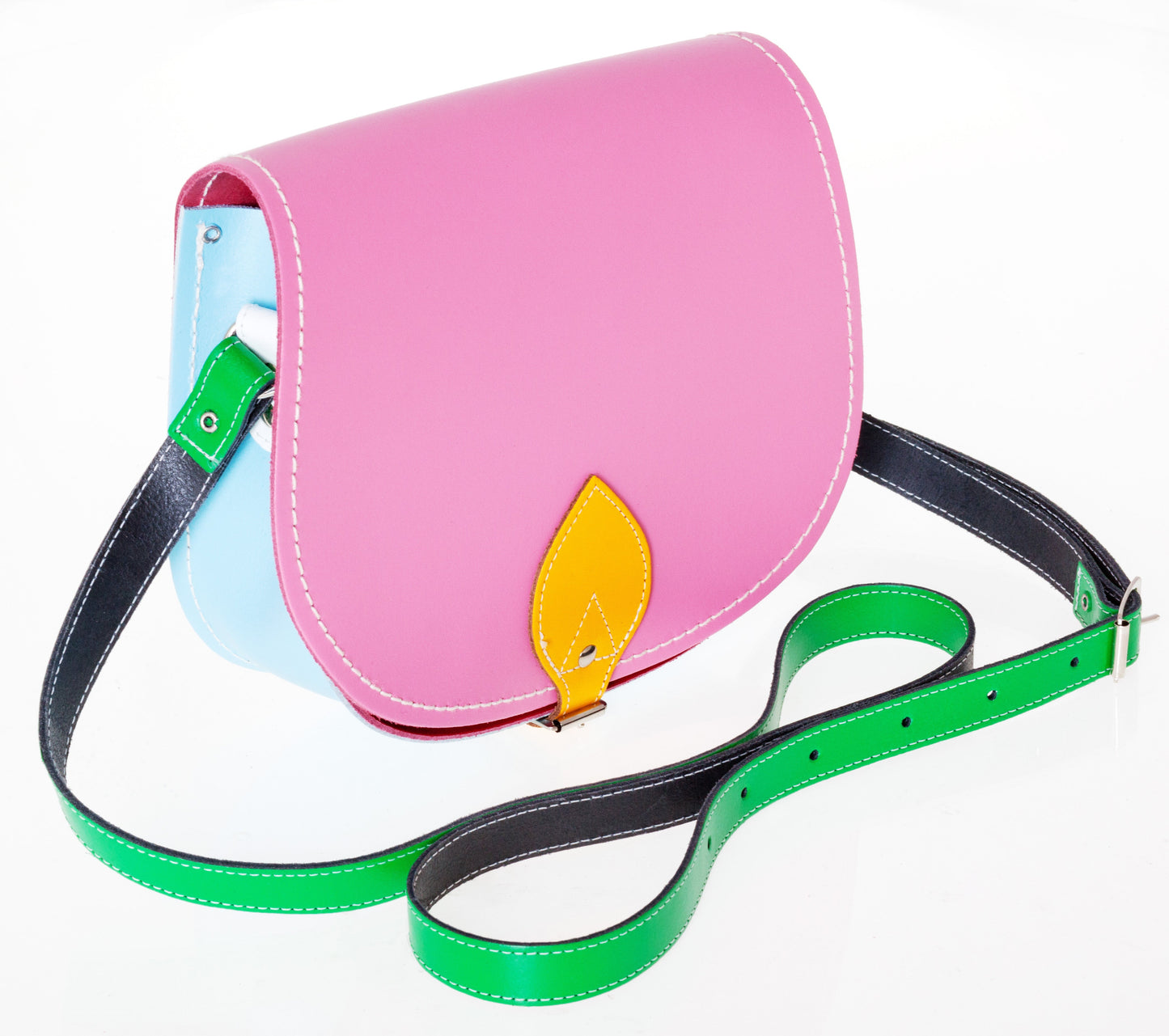 Handmade Leather Saddle Bag - Classic Kaleidoscope-1