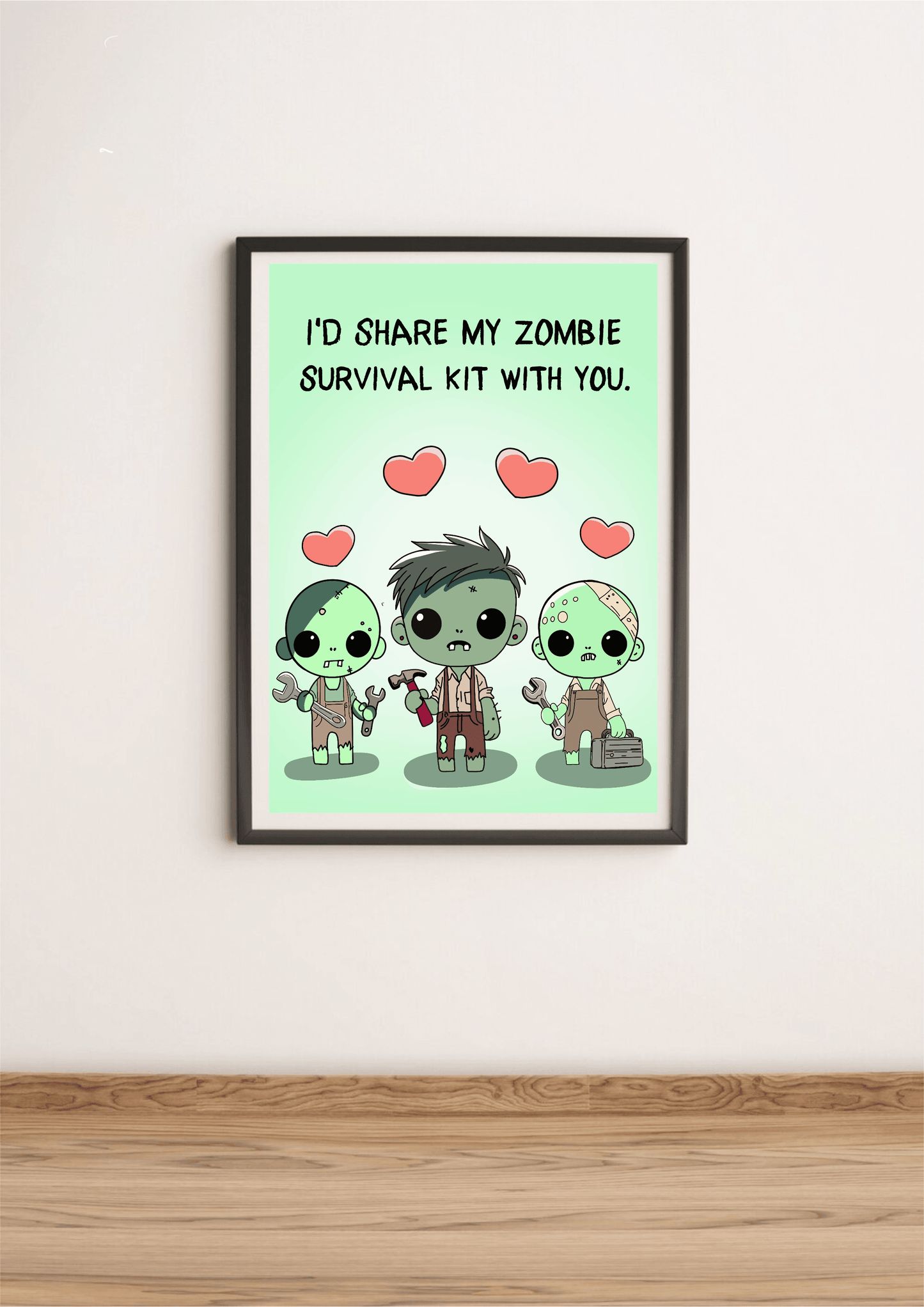 Zombie Love Art Print | Cute Survival Kit Undead Decor