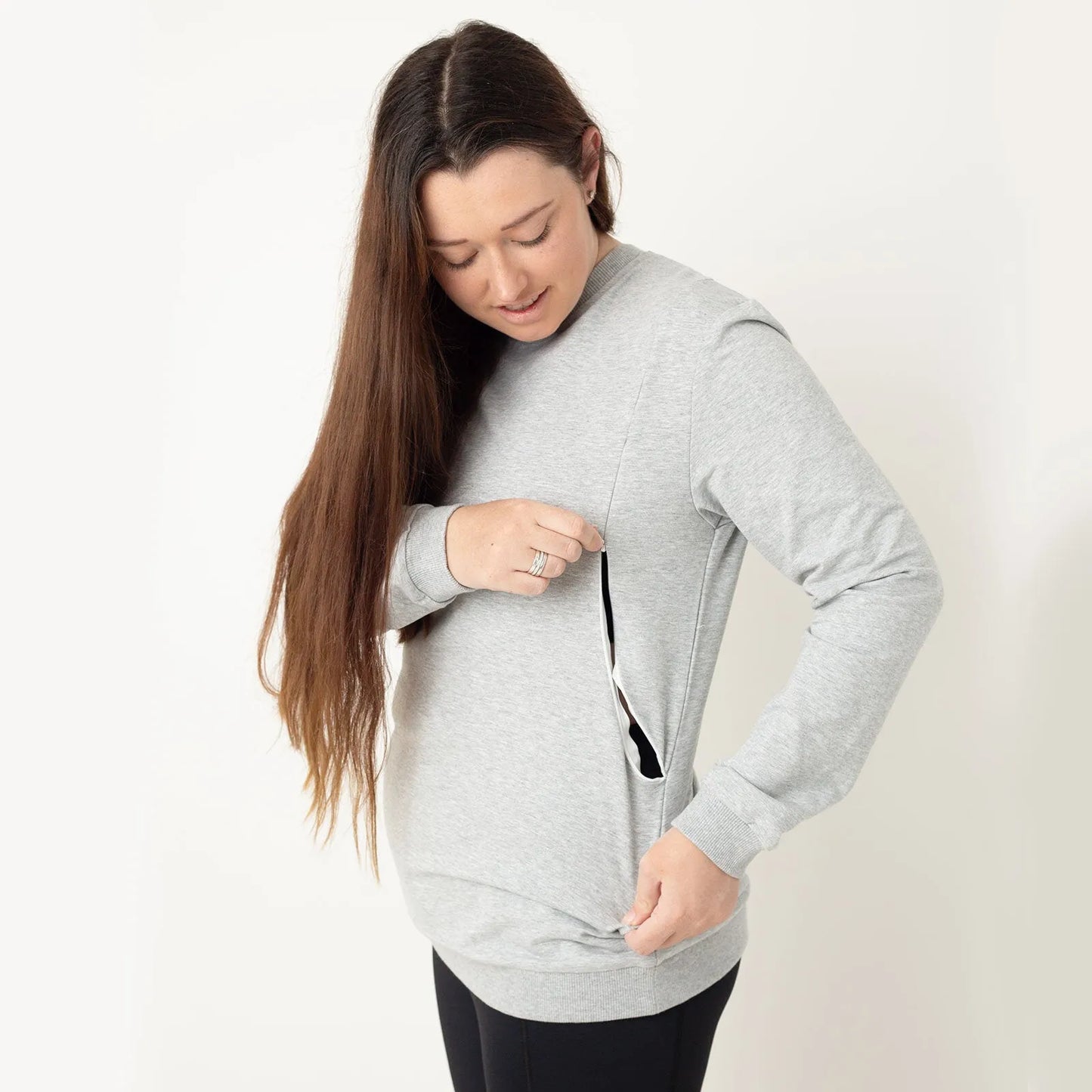 Latched Nursing Crew Sweatshirt - Grey