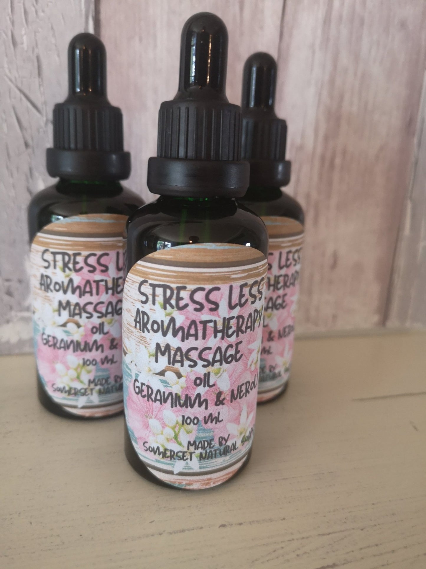 Aromatherapy massage oil Stress Less - mezetto Shopify Collective Somerset Natural Soaps