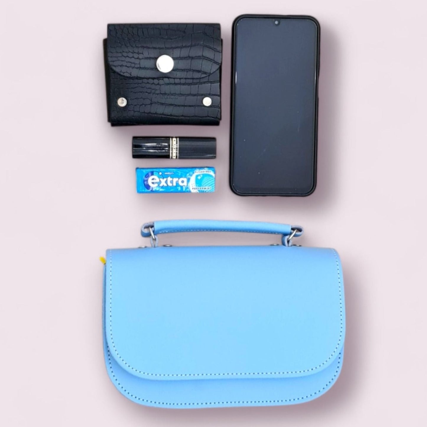 Aura Handmade Leather Bag - Baby Blue-4