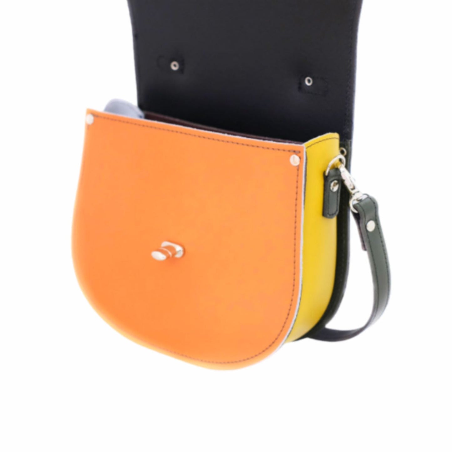Handmade Leather Twist Lock Saddle Bag - Autumnal Kaleidoscope-2