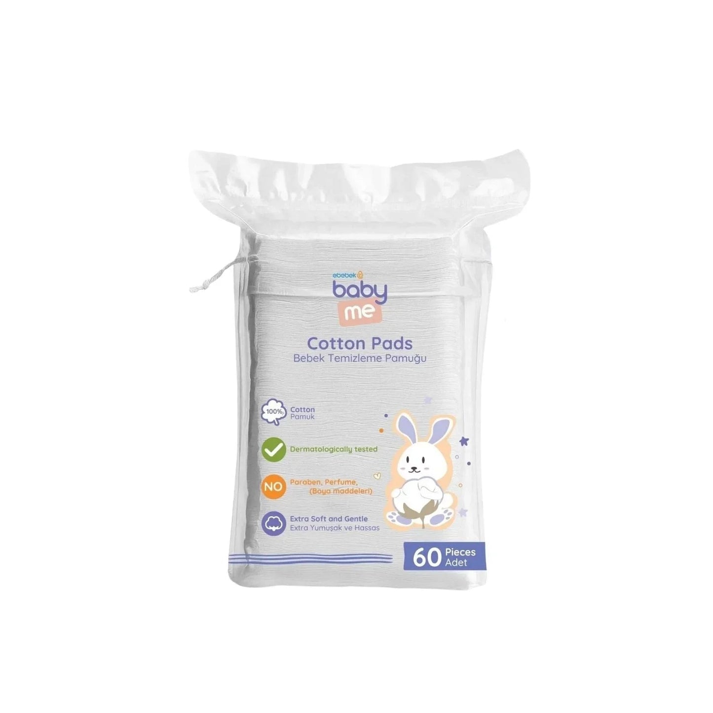 baby me Baby Cleaning Cotton Pads 60 pcs - mezetto