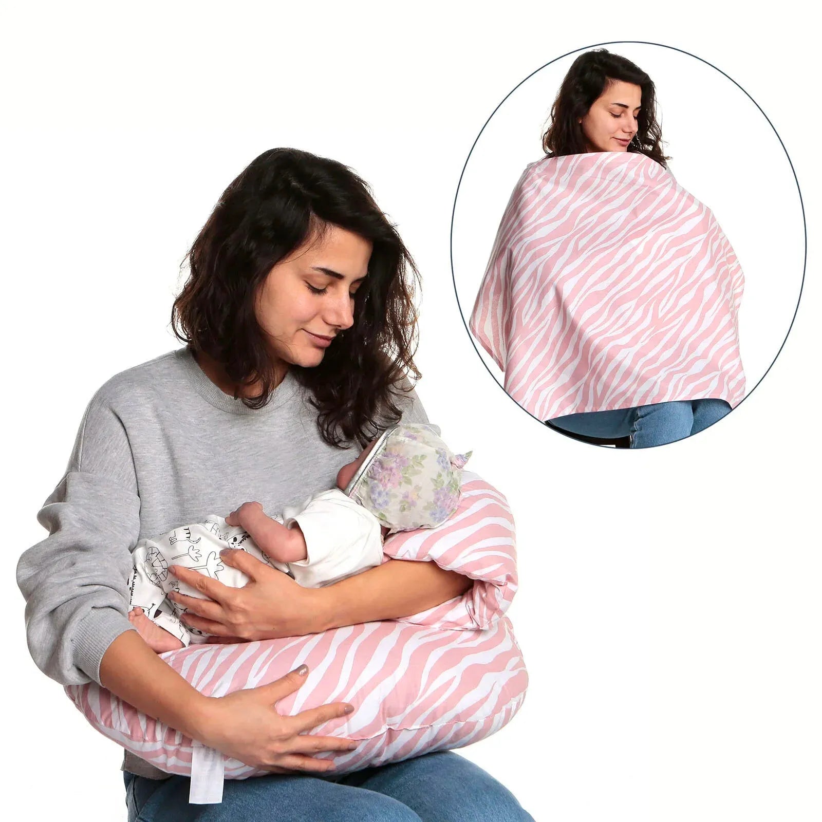baby mom Eco Breastfeeding & Infant Support Pillow & Nursing Cover Set - mezetto