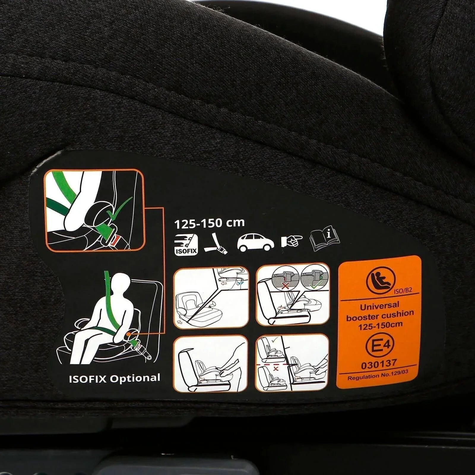 baby plus i - Size X8 (125 - 150 cm) 15 - 36 Kg Booster - Black - mezetto