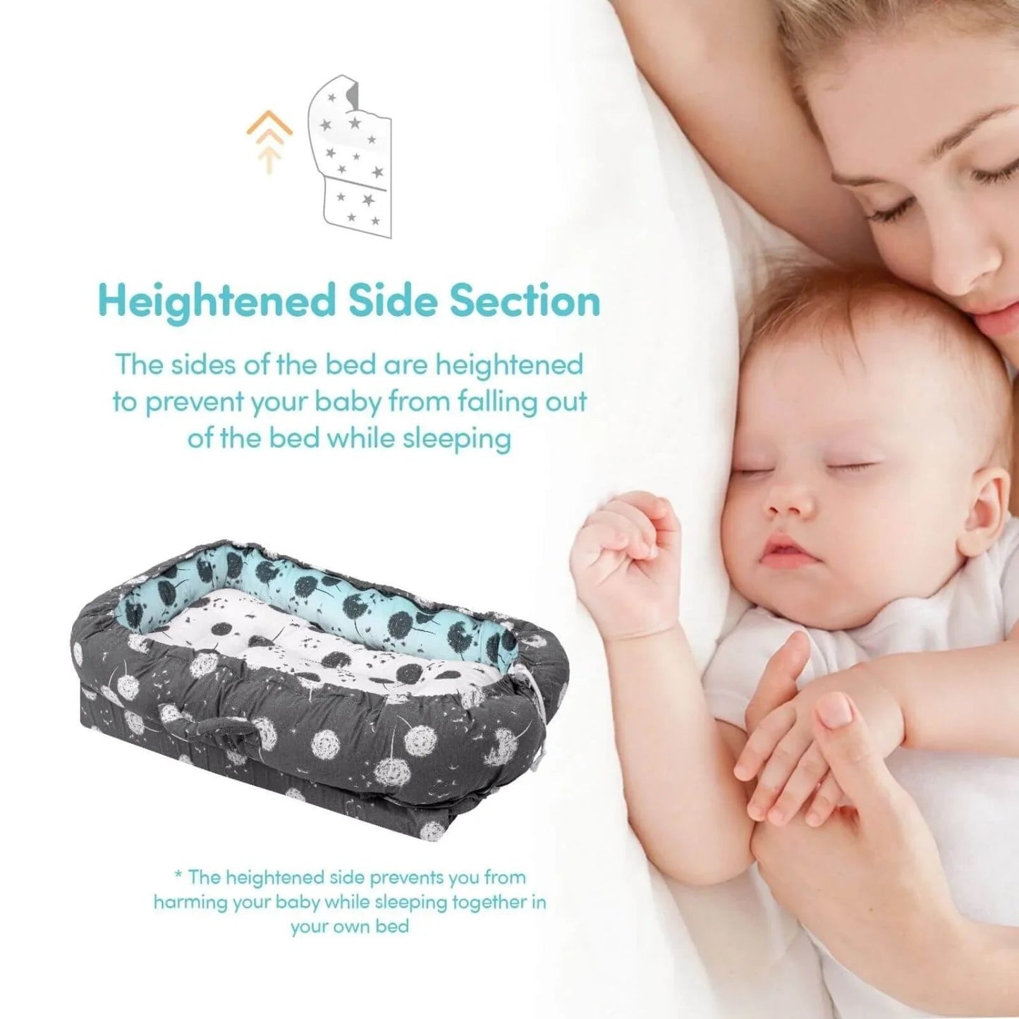 baby plus Mother Side Baby Reflux Bed Dandelion - mezetto