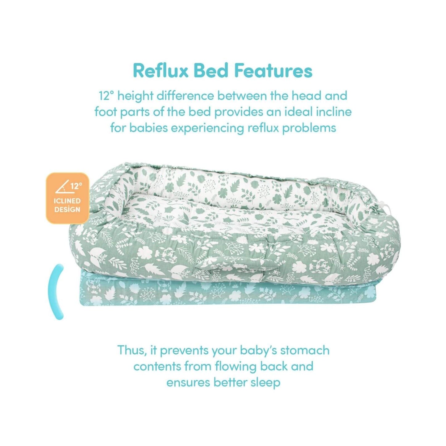 baby plus Mother Side Baby Reflux Bed - Green - mezetto
