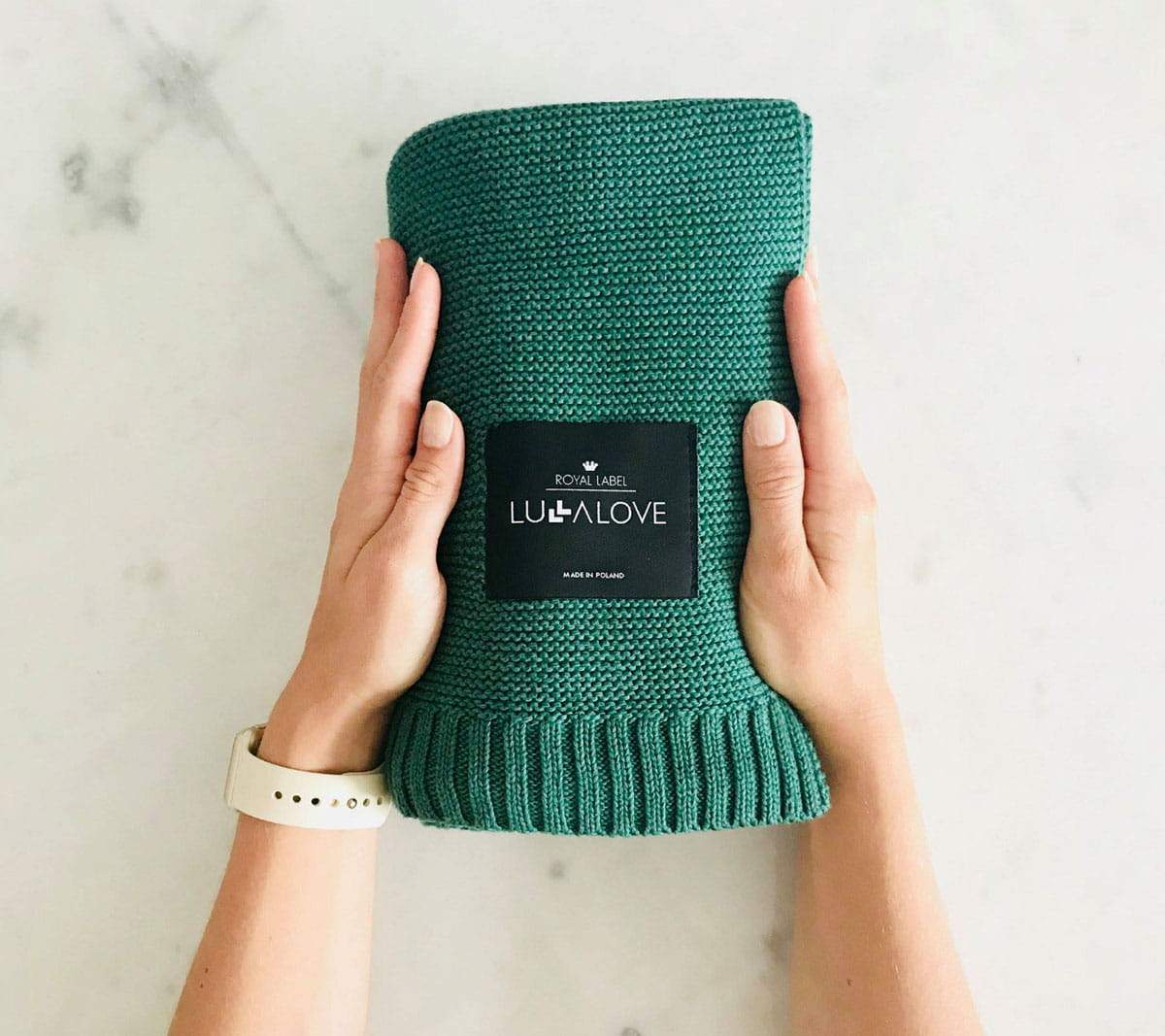 Bamboo baby blanket - Bottle green - Classic knit