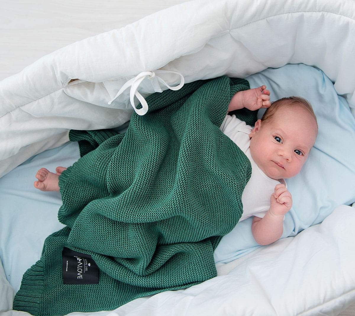Bamboo baby blanket - Bottle green - Classic knit