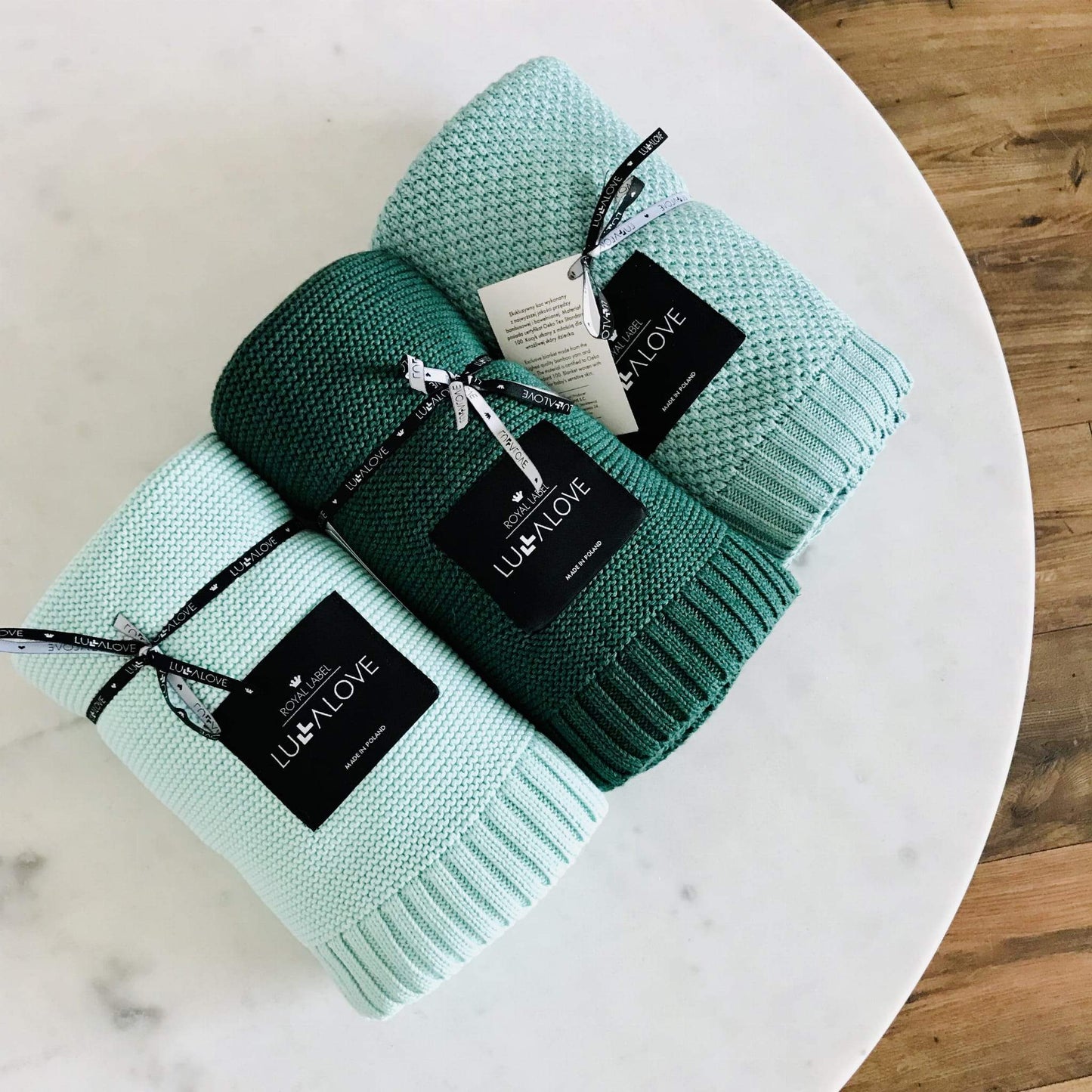 Bamboo baby blanket - Bottle green - Classic knit