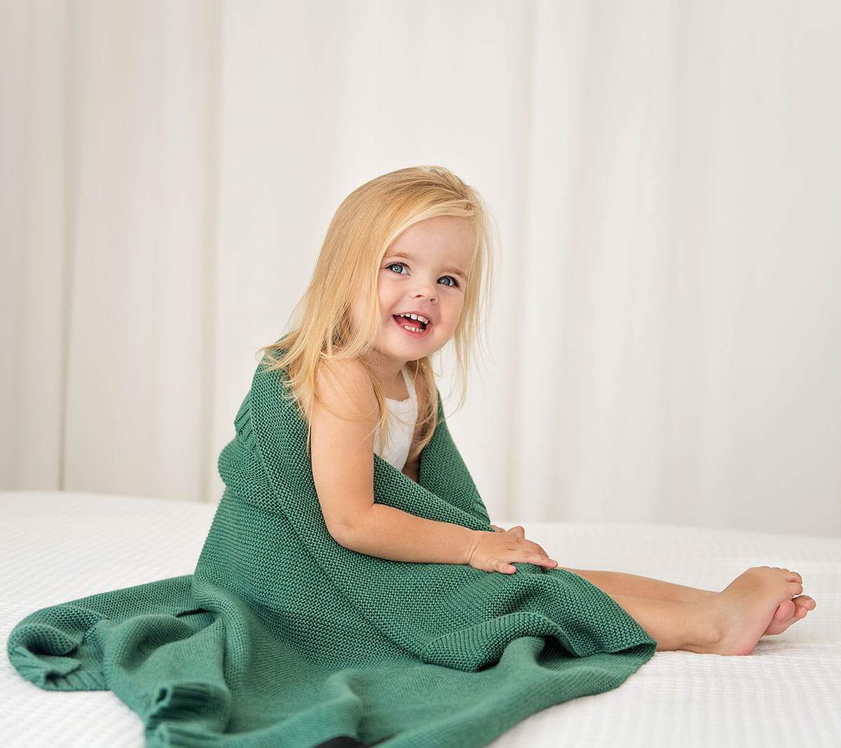 Bamboo baby blanket - Bottle green - Classic knit