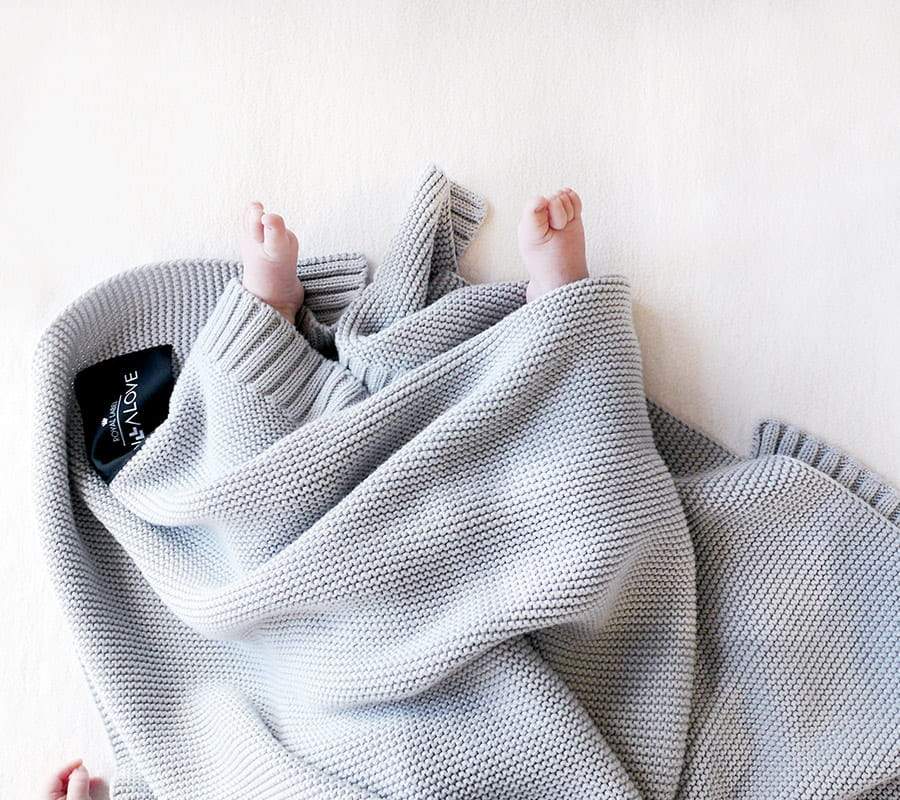 Bamboo baby blanket - Grey - Classic knit