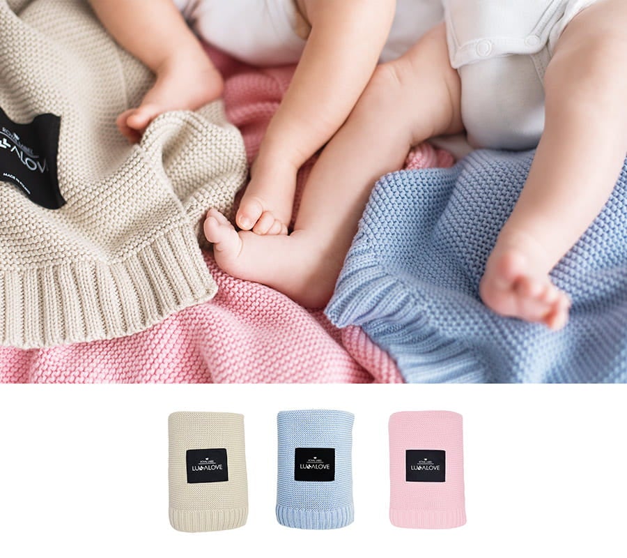 Bamboo baby blanket - Milk coffee - Classic knit