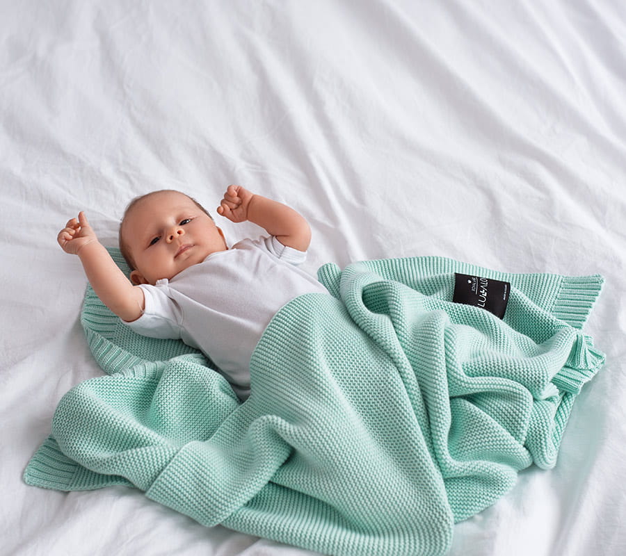 Bamboo baby blanket - Mint - Classic knit