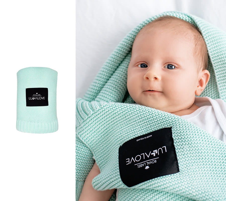 Bamboo baby blanket - Mint - Classic knit
