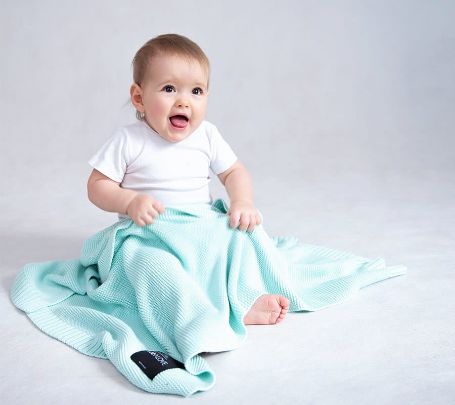 Bamboo baby blanket - Mint - Classic knit