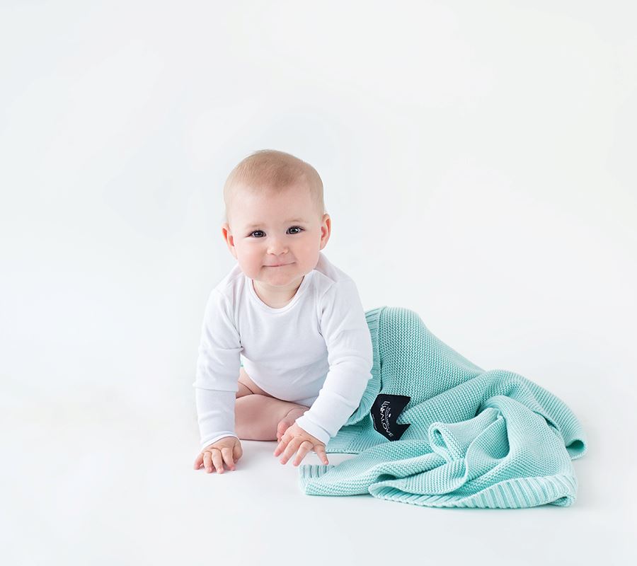 Bamboo baby blanket - Mint - Classic knit