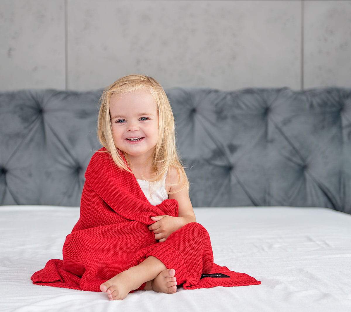 Bamboo baby blanket - Red - Classic knit