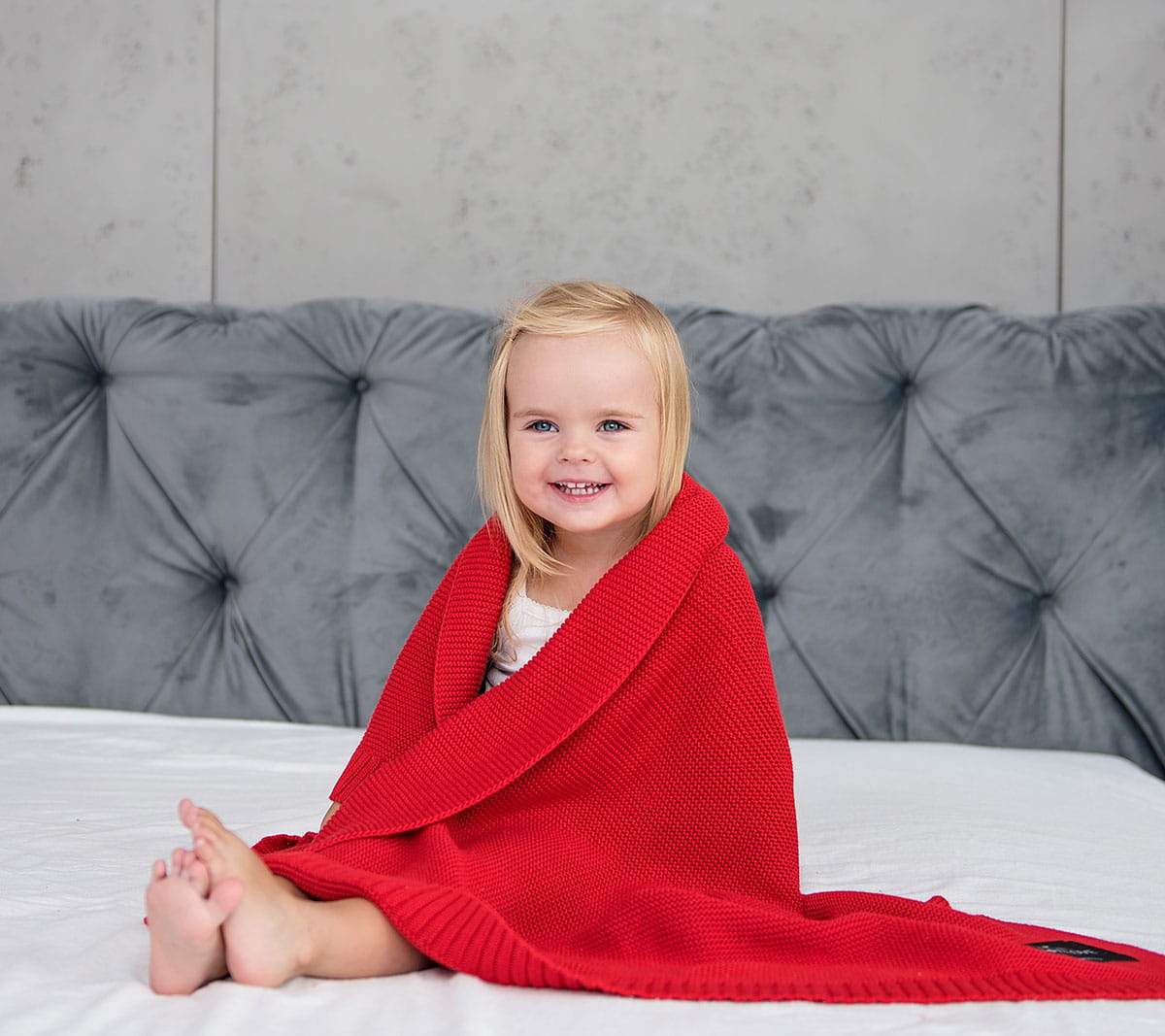 Bamboo baby blanket - Red - Classic knit