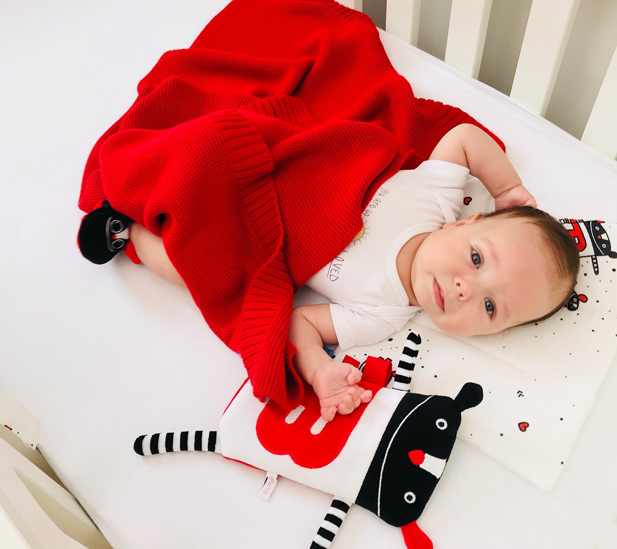 Bamboo baby blanket - Red - Classic knit