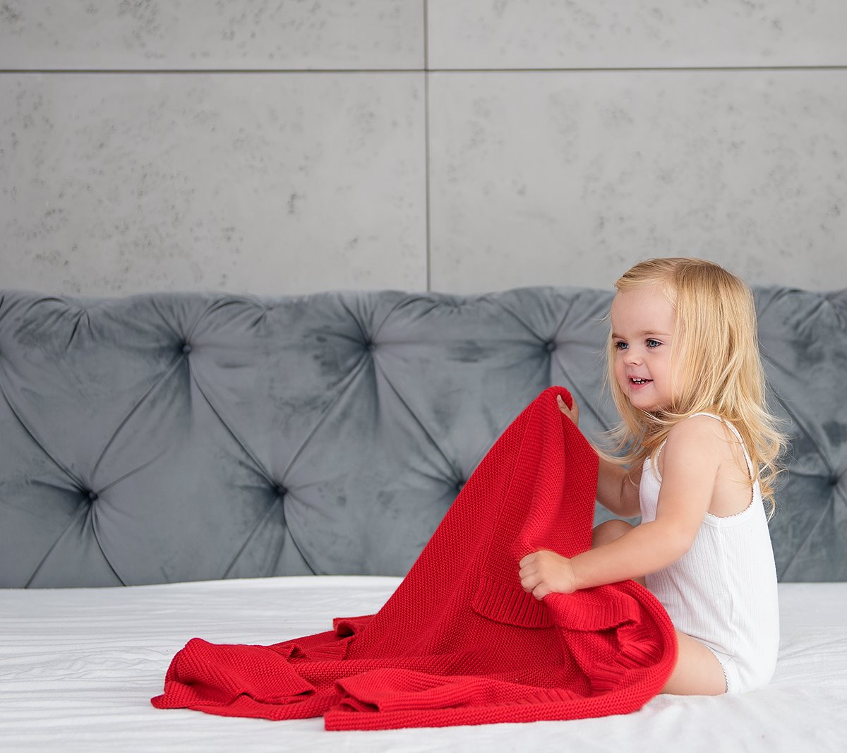 Bamboo baby blanket - Red - Classic knit