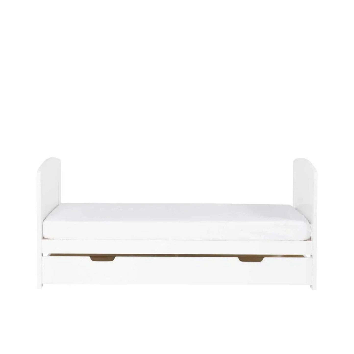 Ickle Bubba Coleby Scandi Cot Bed with Under Drawer Scandi White - Premium Sprung Mattress