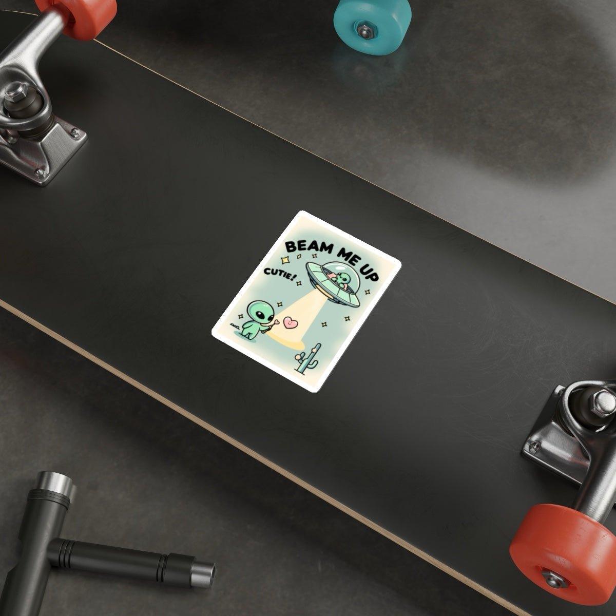 Beam Me Up, Cutie – Waterproof Alien Vinyl Sticker - mezetto KEOLIX KEOLIX