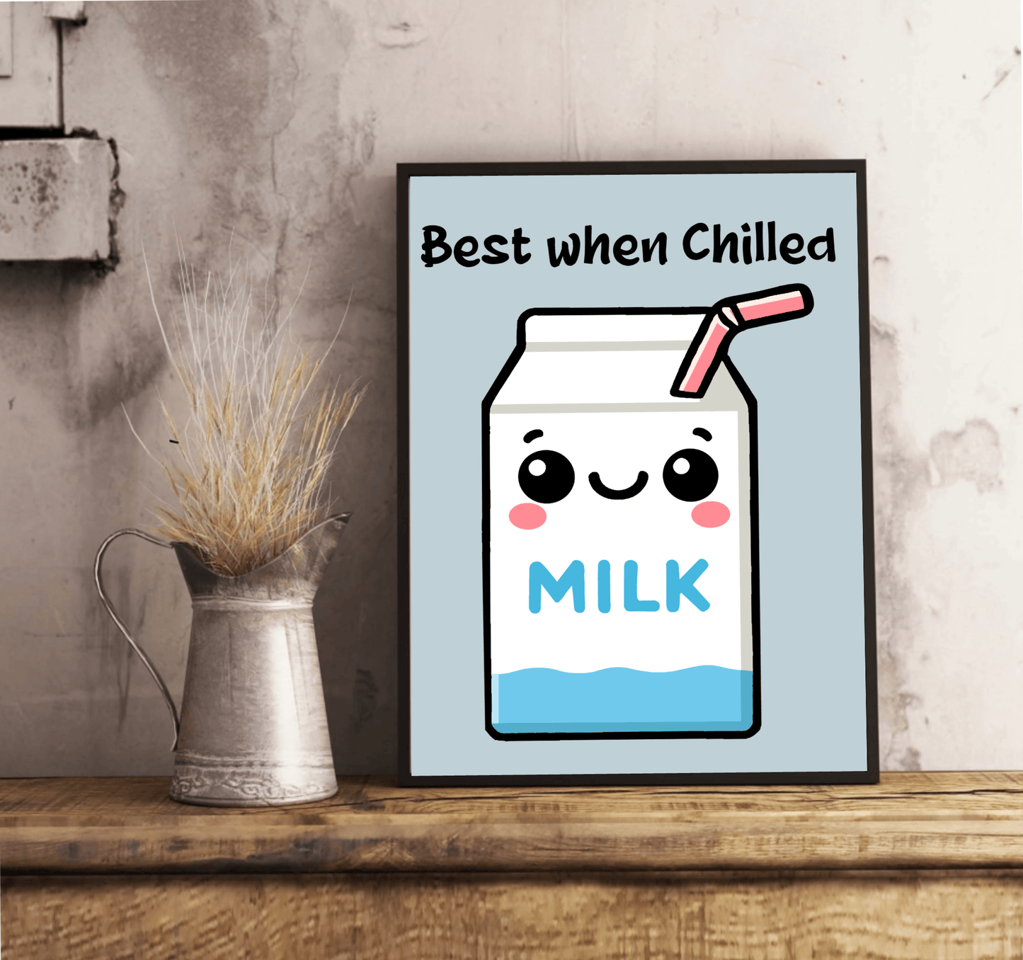 Best When Chilled – Funny Milk Kitchen Art Print - mezetto KEOLIX KEOLIX