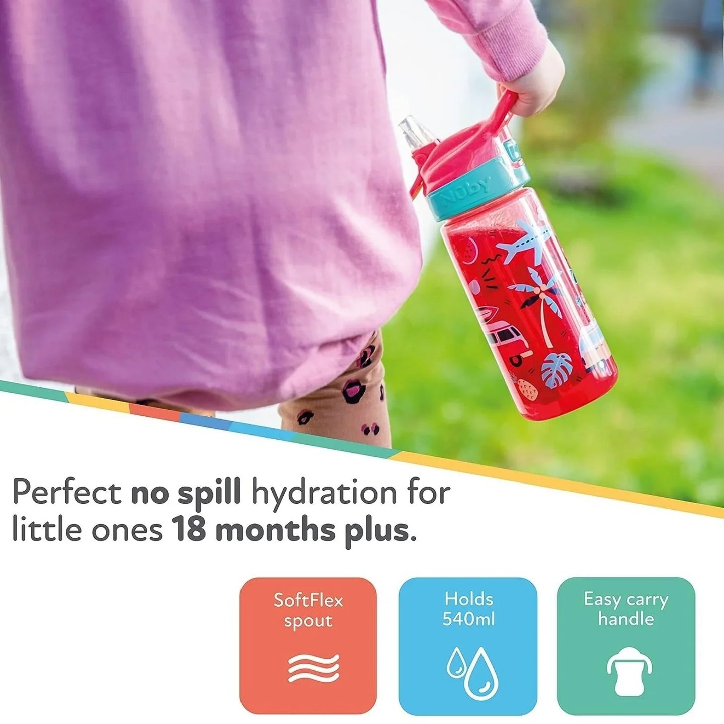 Nuby Super Quench Water Bottle Pack of 1 540ml