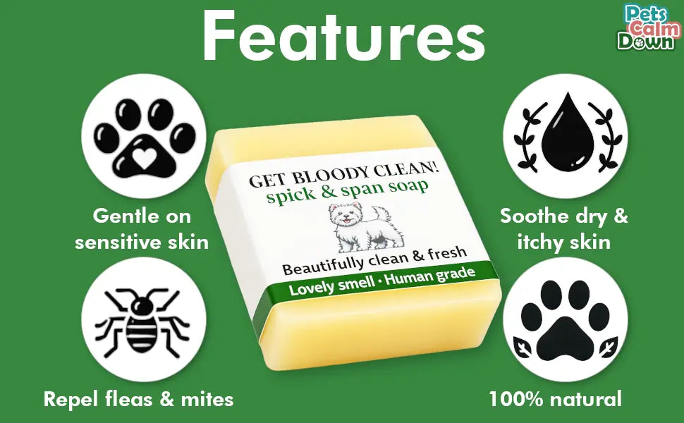 Soothing Soap Bar. Scratching, Fleas & Mites. Neem Oil & Tea Tree - Natural Treatment & Insect Repellent 80g