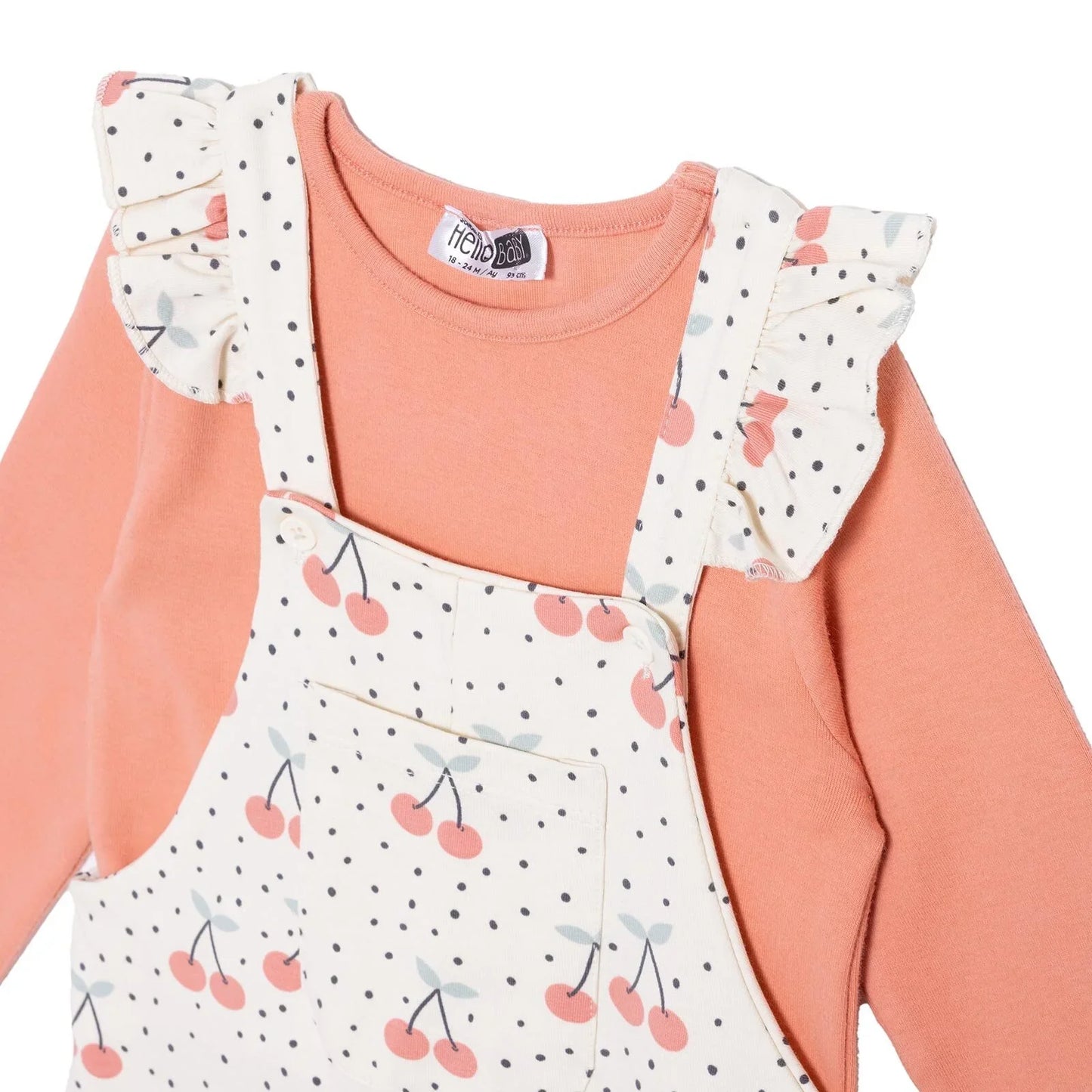 HelloBaby Salopet-Tshirt - Ecru Printed