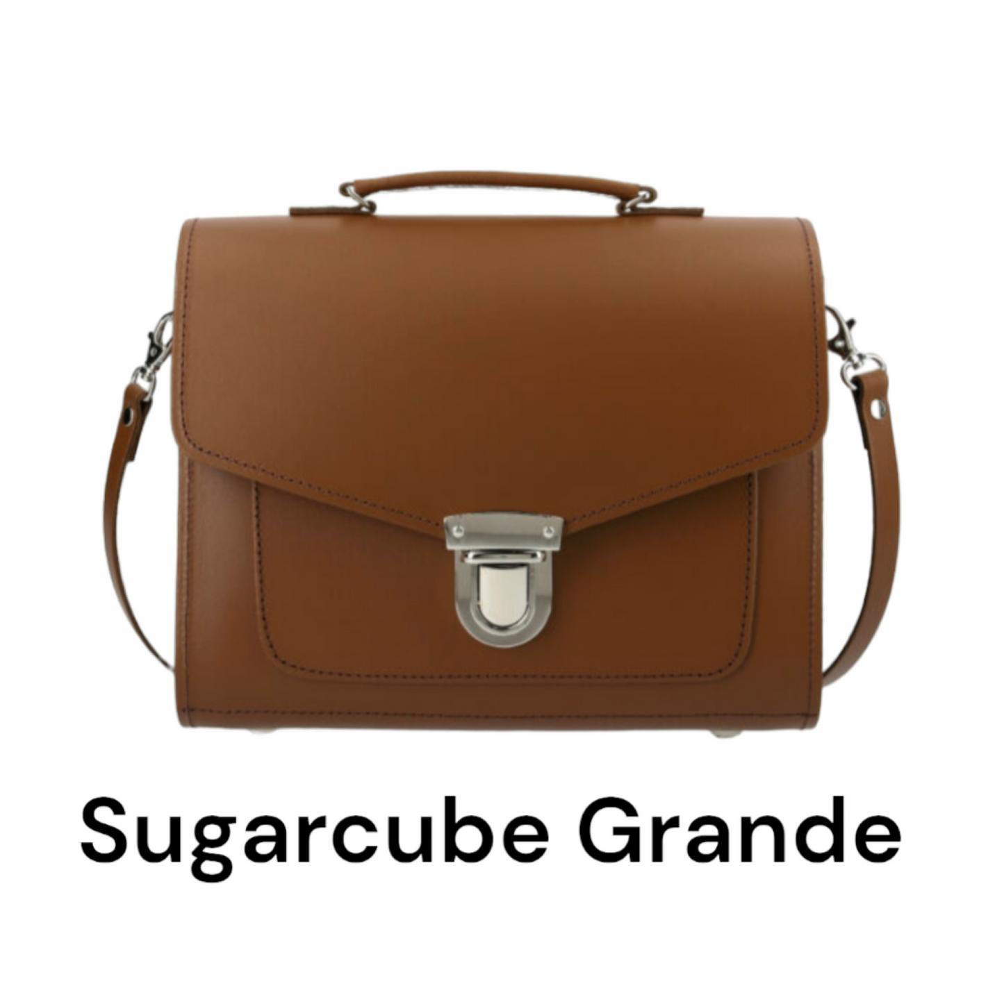Handmade Leather Sugarcube Handbag - Chestnut-4